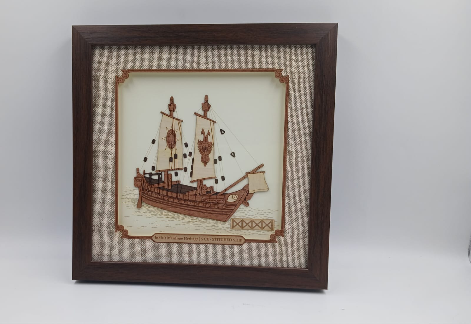 4th Century AD Stitched Ship | Wooden Frame - Wall Frames - Indic Inspirations