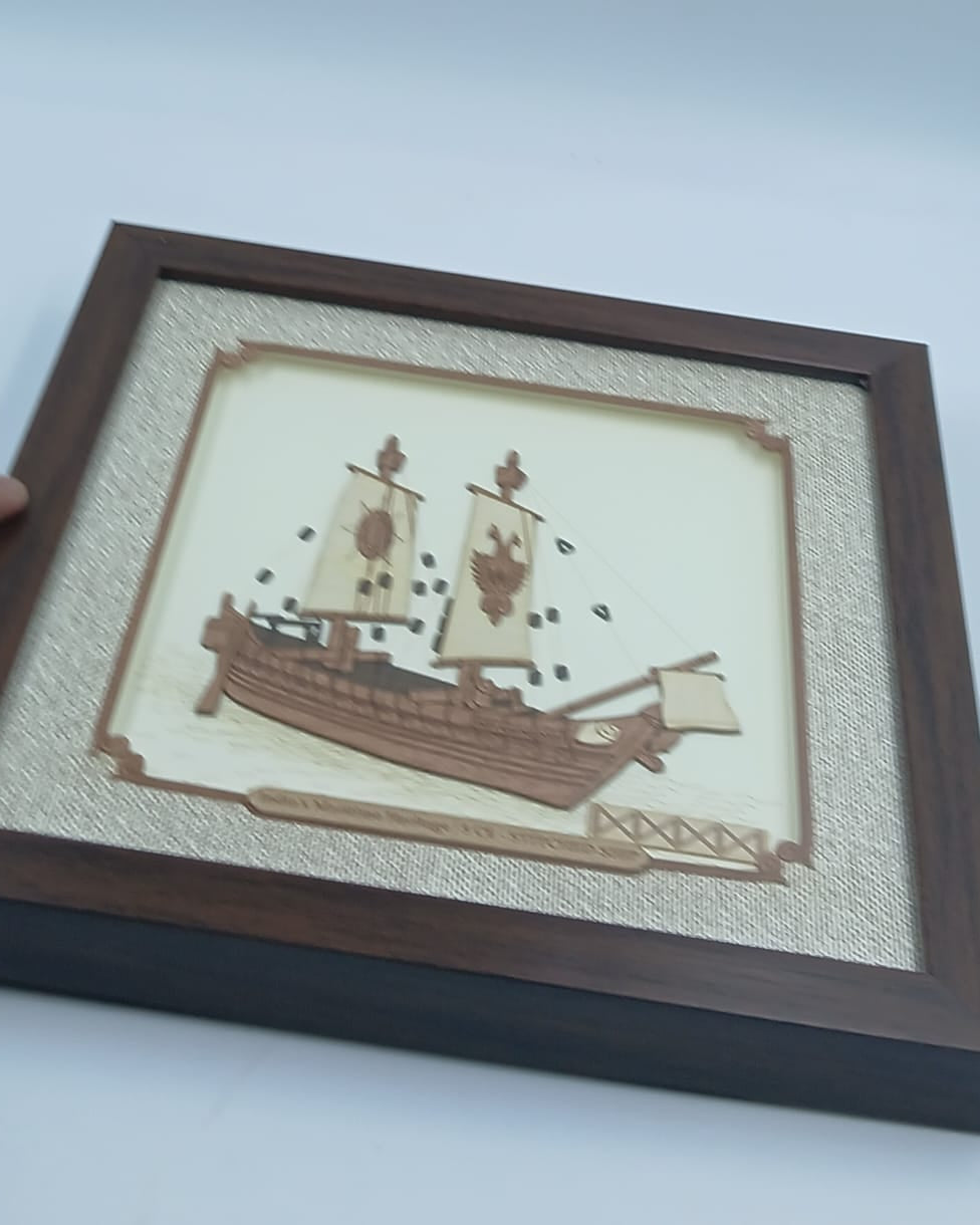 4th Century AD Stitched Ship | Wooden Frame - Wall Frames - Indic Inspirations