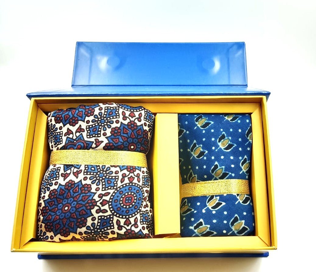 Ajrakh Silk Stole + Tie - Stoles - Indic Inspirations