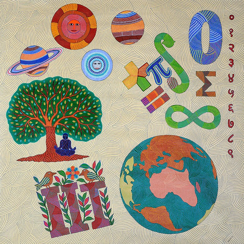 Ancient IKS to IITs - India's Gifts to the World | Gond Painting | 3 x 3 - paintings - Indic Inspirations