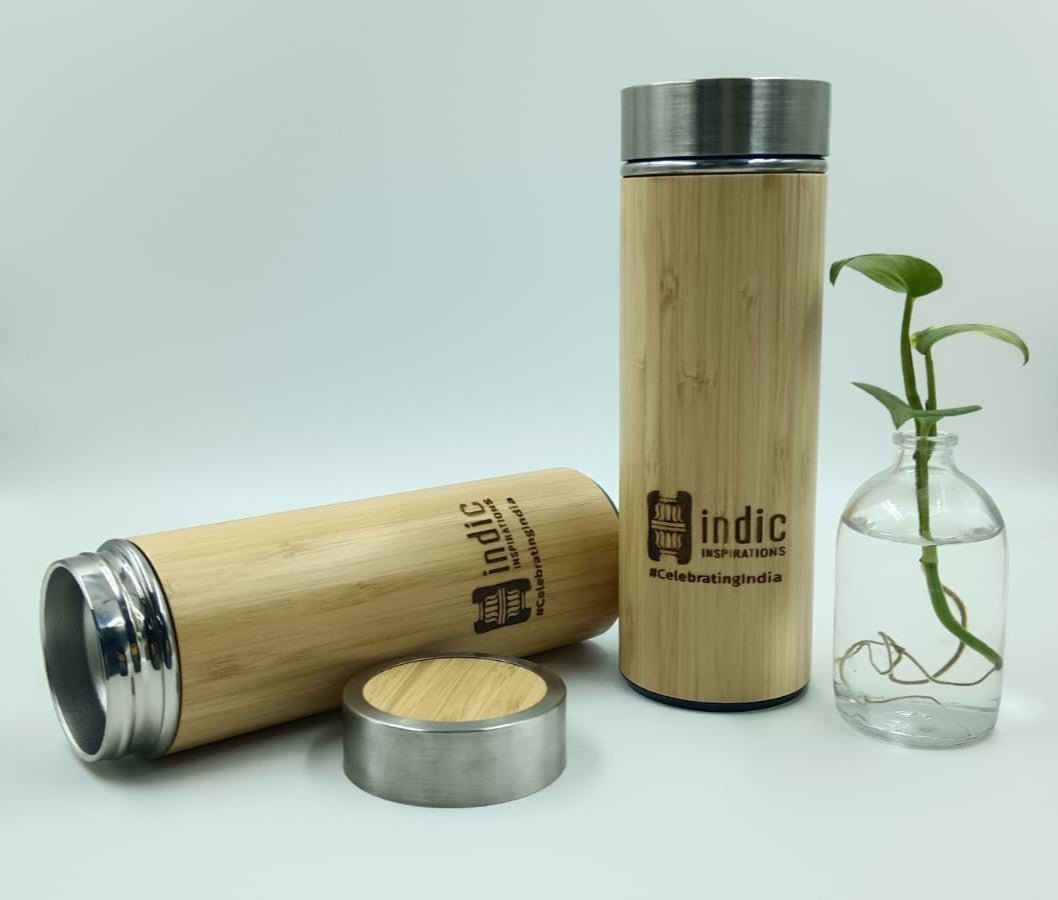 Bamboo Steel Bottle - 500 ml - Water Bottles - Indic Inspirations