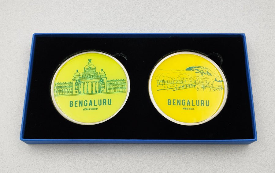Bengaluru | Nandi Hills and Vidhan Soudha | Fridge Magnets - City souvenirs - Indic Inspirations