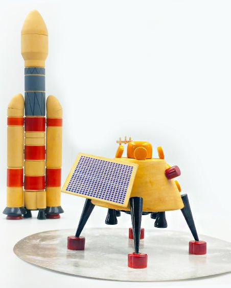 Chandrayaan Vikram Lander Wooden Scale Model - rocket models - Indic Inspirations