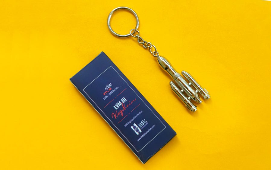Diecast Metal LVM3 keychain - Keychains - Indic Inspirations