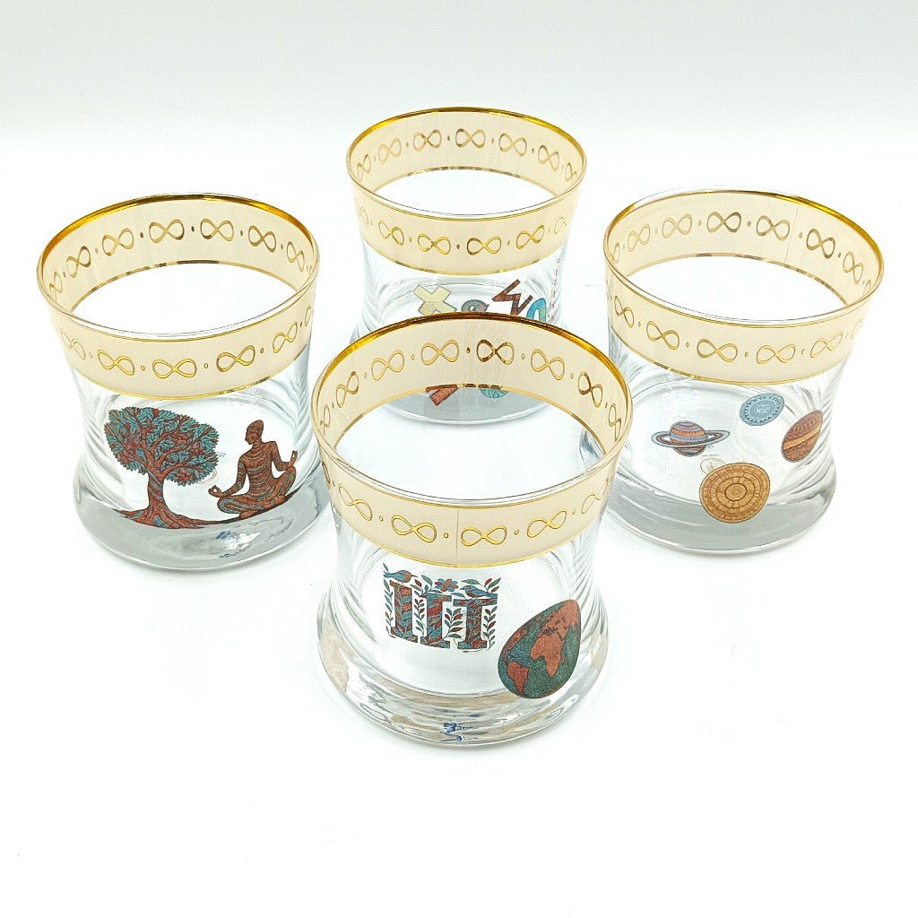 IKS to IITs | Set of 4 Glasses - glass - Indic Inspirations