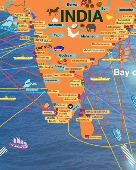 INDIA | Maritime History of 4 Millenia | Hi - Res Digital Map - Wall Frames - Indic Inspirations