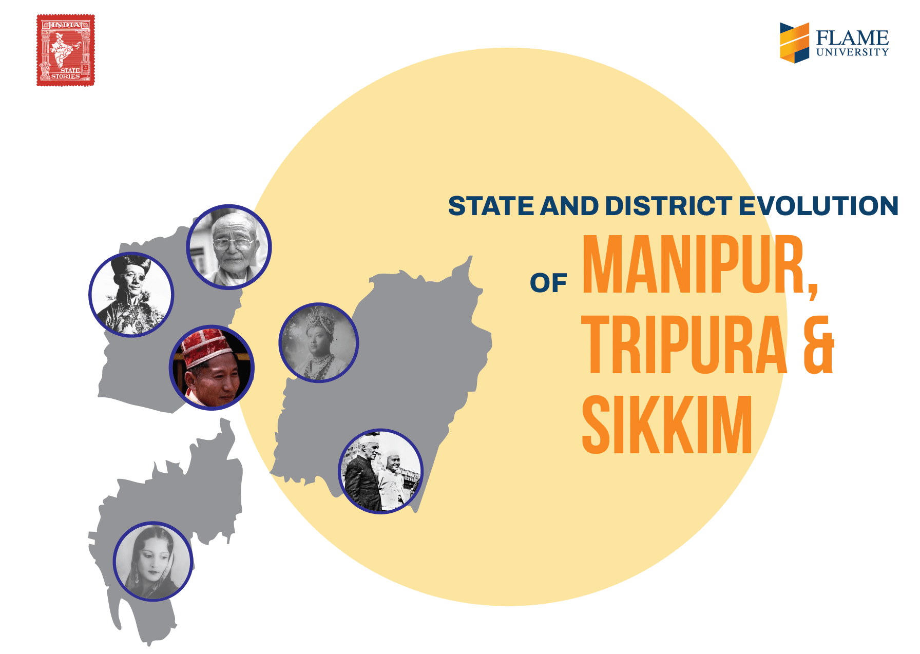 India State Story | Manipur, Tripura & Sikkim | A2 size poster - Posters - Indic Inspirations