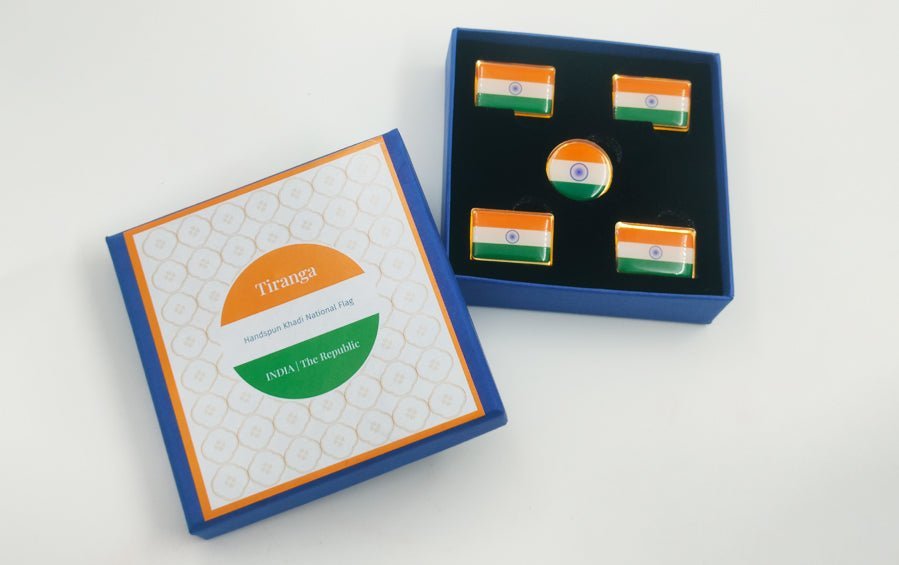 Indian Flag Magnetic Rectangle Lapel Pins | Set of 5 - Lapel Pins - Indic Inspirations