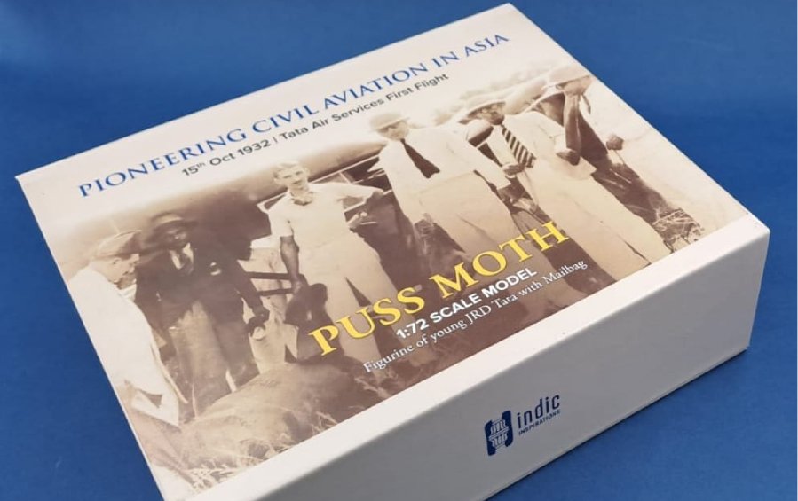 JRD Tata First Flight | 1:72 Scale Model of Puss Moth - flight models - Indic Inspirations