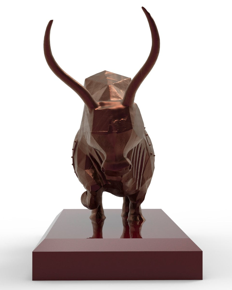 Majestic Indus Valley Zebu Bull | Aluminium | 5” W - Desktop souvenirs - Indic Inspirations