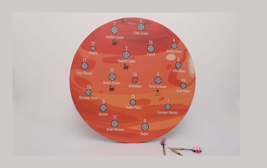 MARS WOODEN DARTBOARD - 16" - Games - Indic Inspirations
