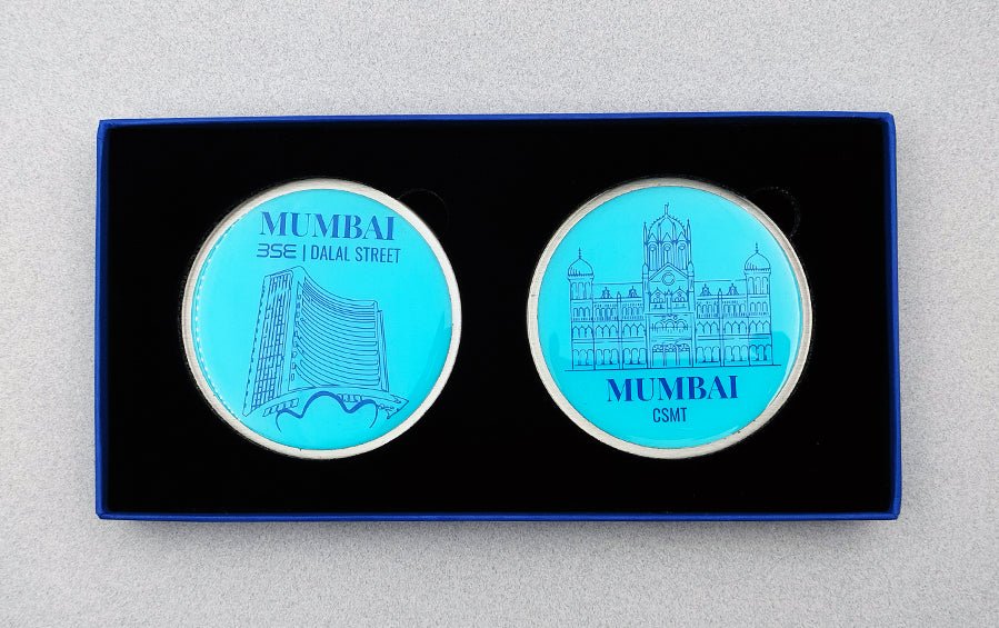 Mumbai | CSMT and BSE - Dalal Street | Fridge Magnets - City souvenirs - Indic Inspirations