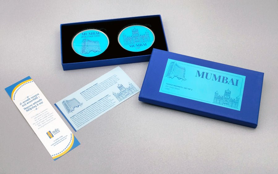 Mumbai | CSMT and BSE - Dalal Street | Fridge Magnets - City souvenirs - Indic Inspirations