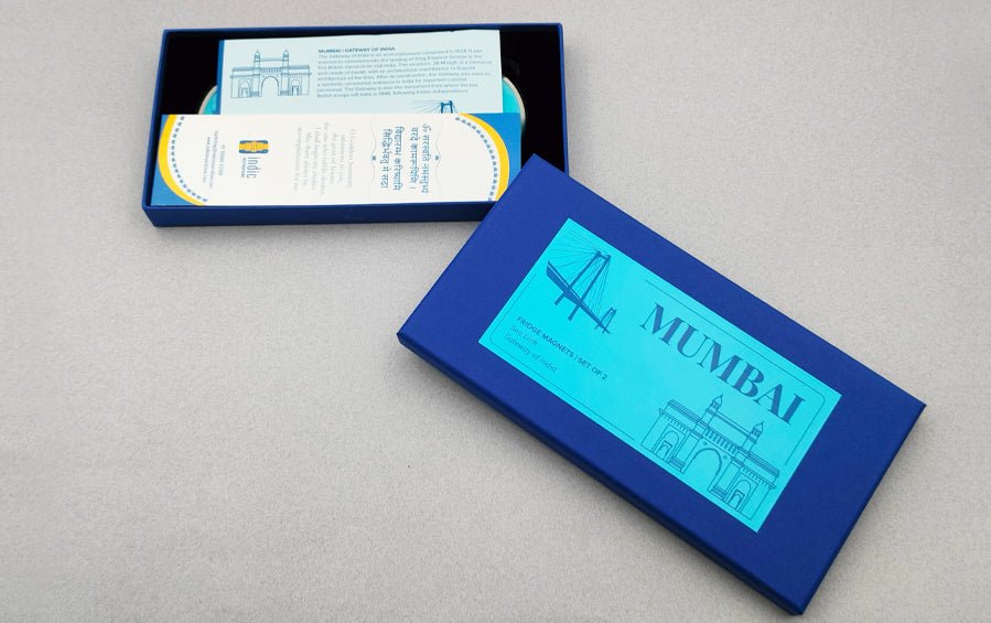Mumbai | Gateway of India and Sea Link | Fridge Magnet Big - City souvenirs - Indic Inspirations