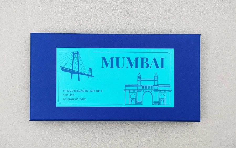 Mumbai | Gateway of India and Sea Link | Fridge Magnet Big - City souvenirs - Indic Inspirations