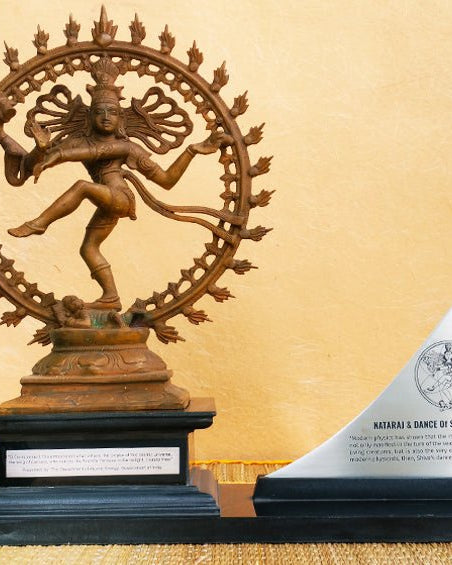 Nataraj at CERN | Cosmic Dance & Atomic Particles | 18" H - Sculptures - Indic Inspirations
