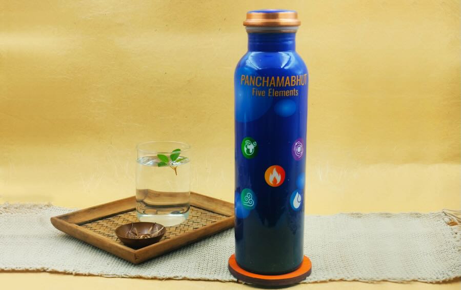 Panchamahabhut | Five Elements | Copper Bottle | 750 ml - Water Bottles - Indic Inspirations