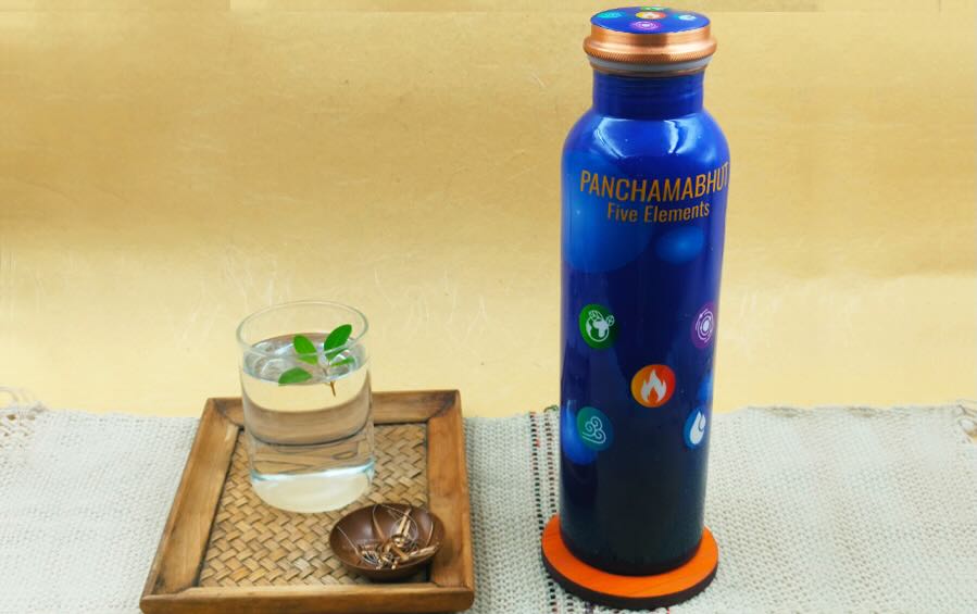 Panchamahabhut | Five Elements | Copper Bottle | 750 ml - Water Bottles - Indic Inspirations
