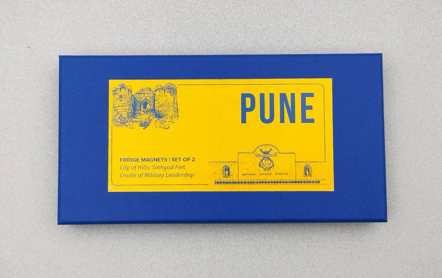 Pune ::City of Hills Sinhagad Fort & Cradle of Military Leadership Fridge Magnet - City souvenirs - Indic Inspirations