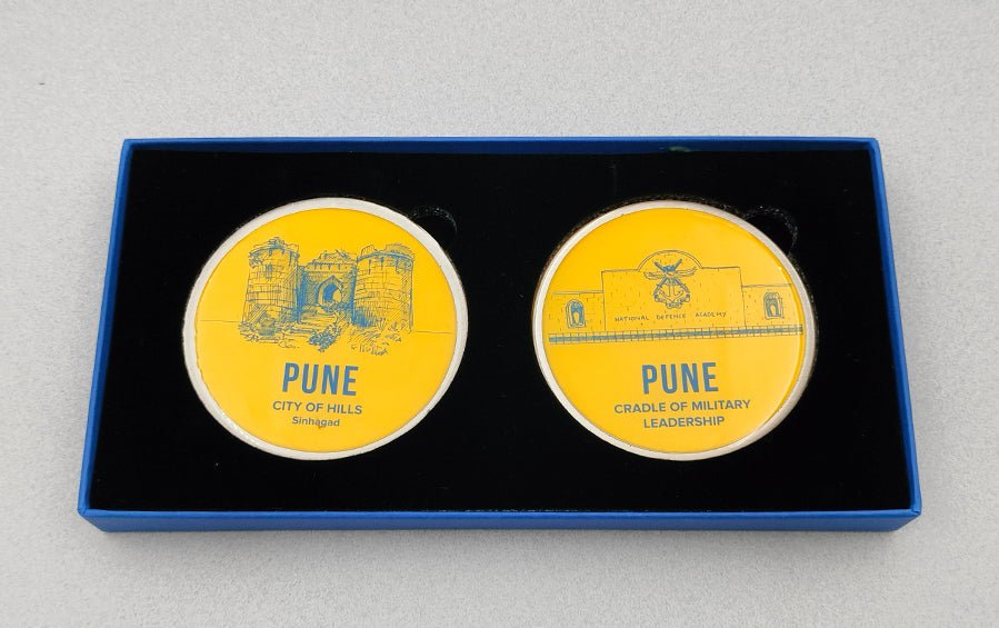 Pune ::City of Hills Sinhagad Fort & Cradle of Military Leadership Fridge Magnet - City souvenirs - Indic Inspirations