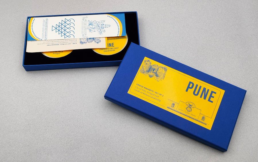 Pune ::City of Hills Sinhagad Fort & Cradle of Military Leadership Fridge Magnet - City souvenirs - Indic Inspirations