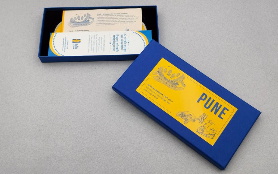 Pune :: Shaniwarwada & Oxford of the East Fridge Magnet - City souvenirs - Indic Inspirations