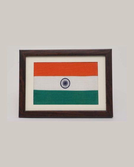 Tiranga - Handspun Khadi National Flag - Desktop Frame ( A5) - Flags - Indic Inspirations