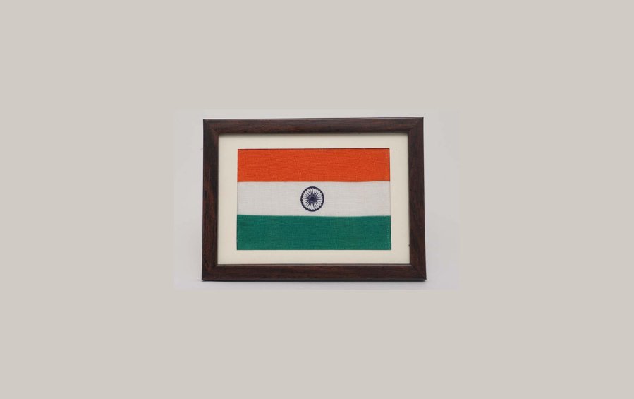 Tiranga - Handspun Khadi National Flag - Desktop Frame ( A5) - Flags - Indic Inspirations