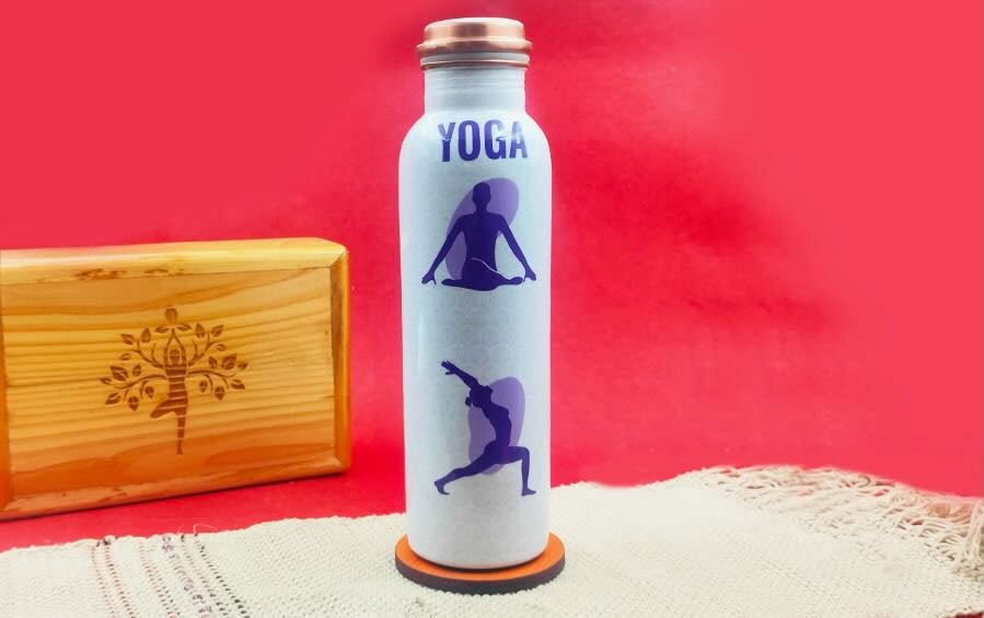YOGA | Copper Bottle | 750 ml - Water Bottles - Indic Inspirations