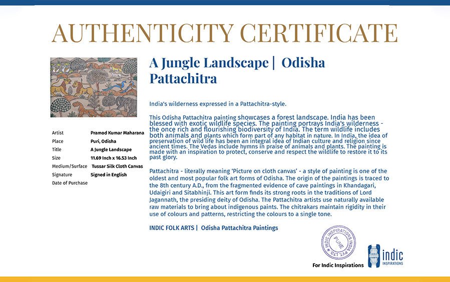 A Jungle Landscape | Odisha Pattachitra Painting | A3 Frame - paintings - indic inspirations