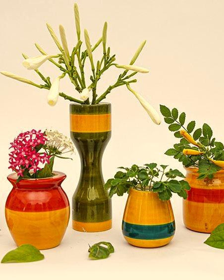 Assorted Colours - Hydroponics Set - 5 vases - vases - indic inspirations