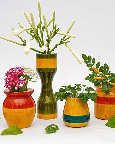 Assorted Colours - Hydroponics Set - 5 vases - vases - indic inspirations