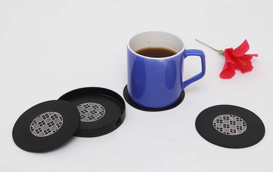 BIDRI TEA COASTER- National Work - Coasters - indic inspirations