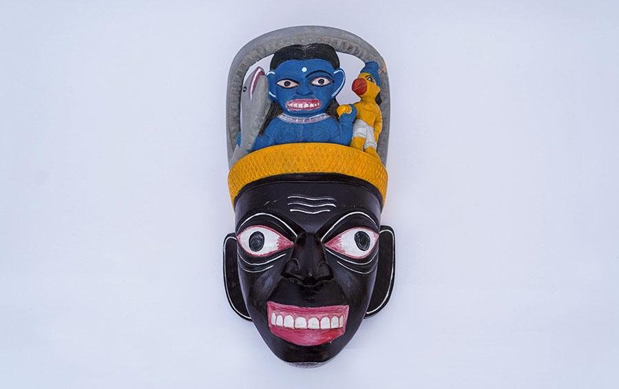Black Ravana Wooden Mask - Masks - indic inspirations