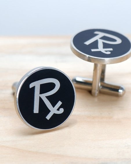 Black+Silver Rx Cuff Links for Doctors - Cufflinks - indic inspirations