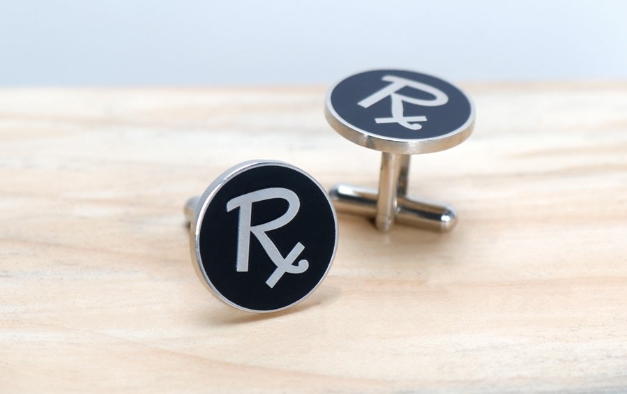 Black+Silver Rx Cuff Links for Doctors - Cufflinks - indic inspirations