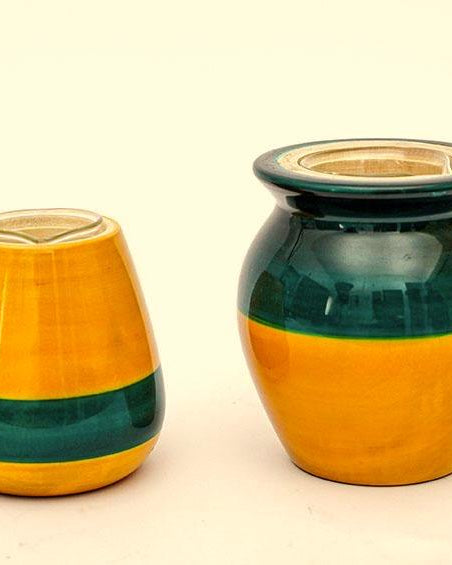 Blue & Yellow - Hydroponics Set - 2 vases - vases - indic inspirations