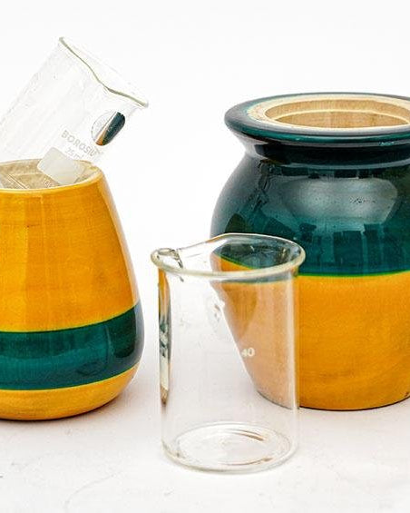 Blue & Yellow - Hydroponics Set - 2 vases - vases - indic inspirations