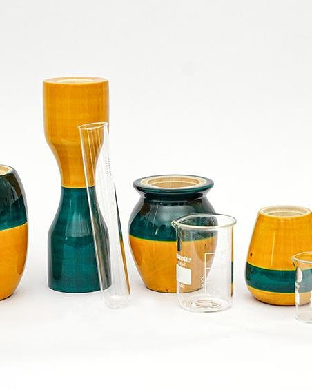 Blue & Yellow - Hydroponics Set - 5 vases - vases - indic inspirations