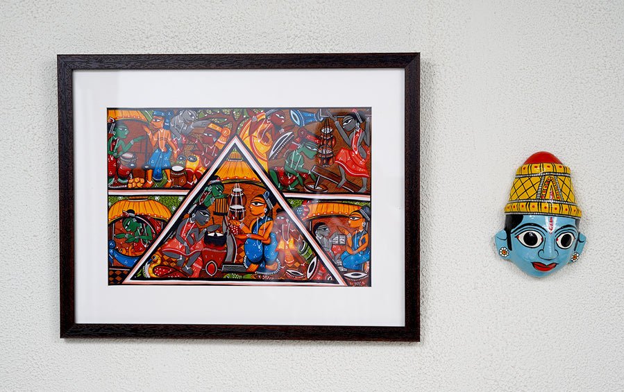 Celebration of Life | Santhal Painting | A3 Frame - paintings - indic inspirations