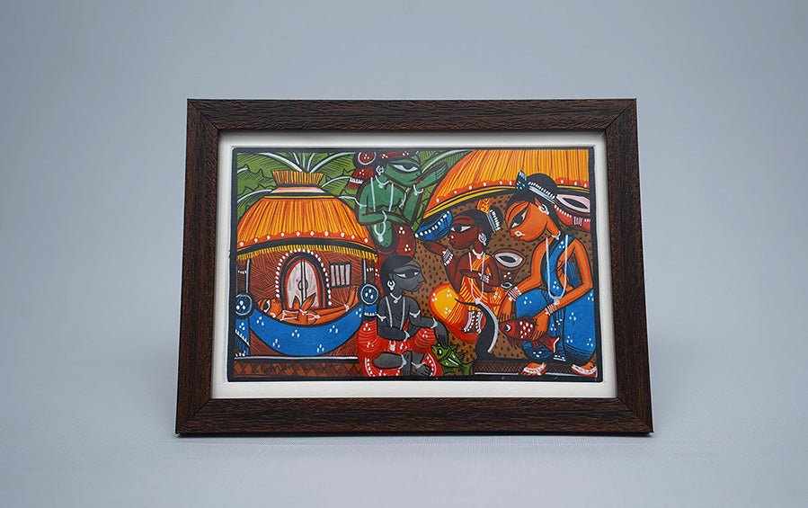 Celebration of Life | Santhal Painting | A5 Frame - paintings - indic inspirations