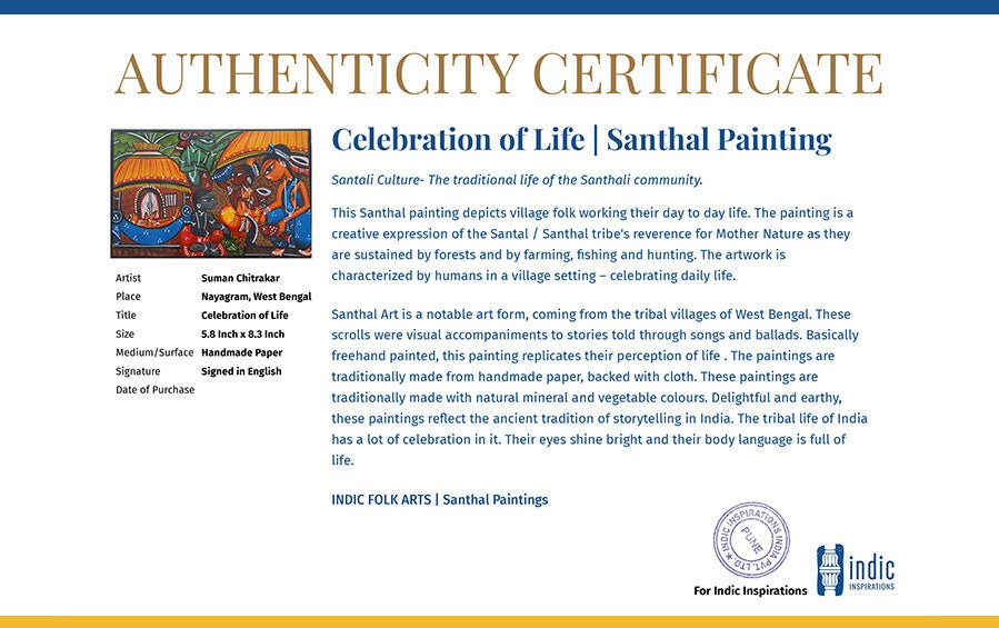 Celebration of Life | Santhal Painting | A5 Frame - paintings - indic inspirations