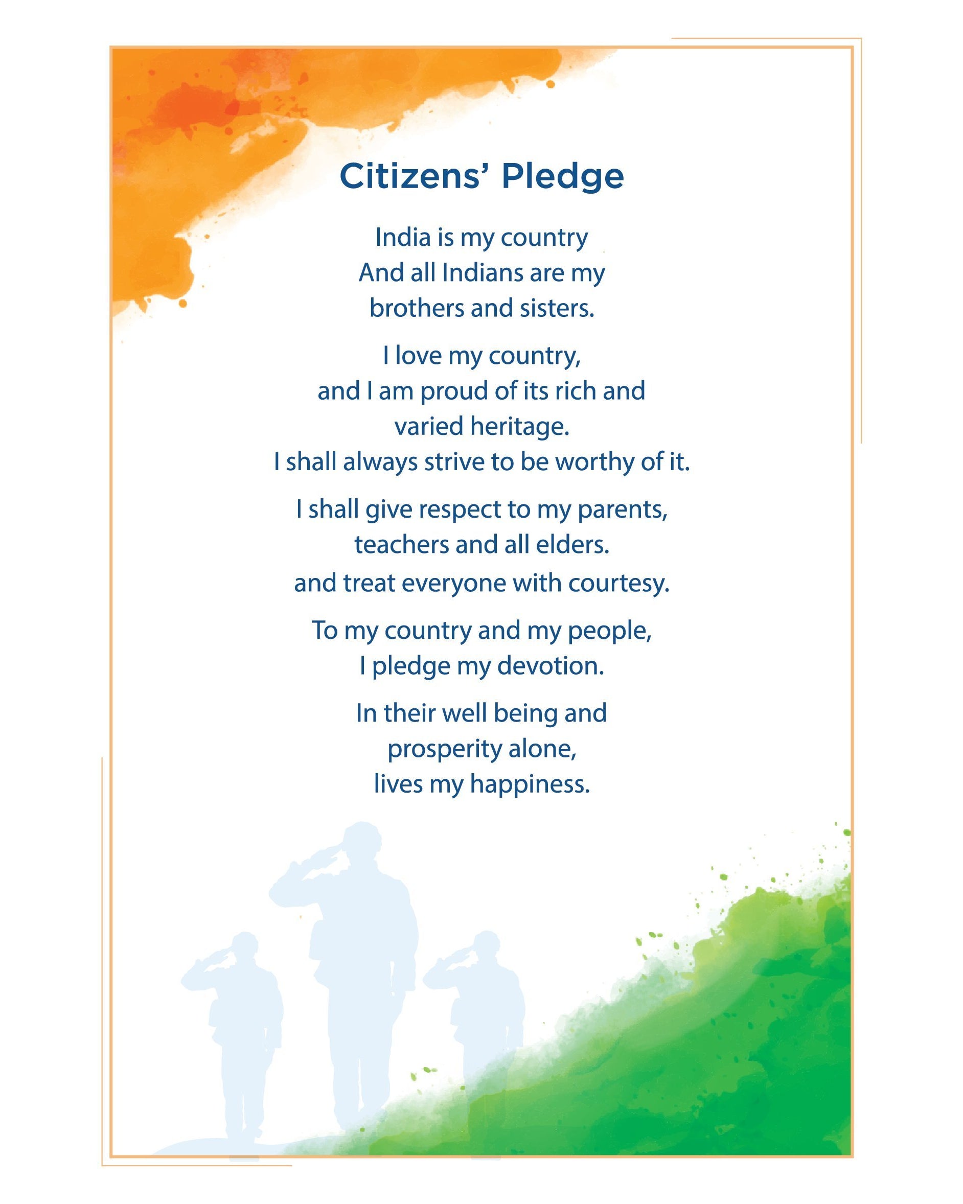 Citizens' Pledge - Desk Plaque - Desk plaques - indic inspirations
