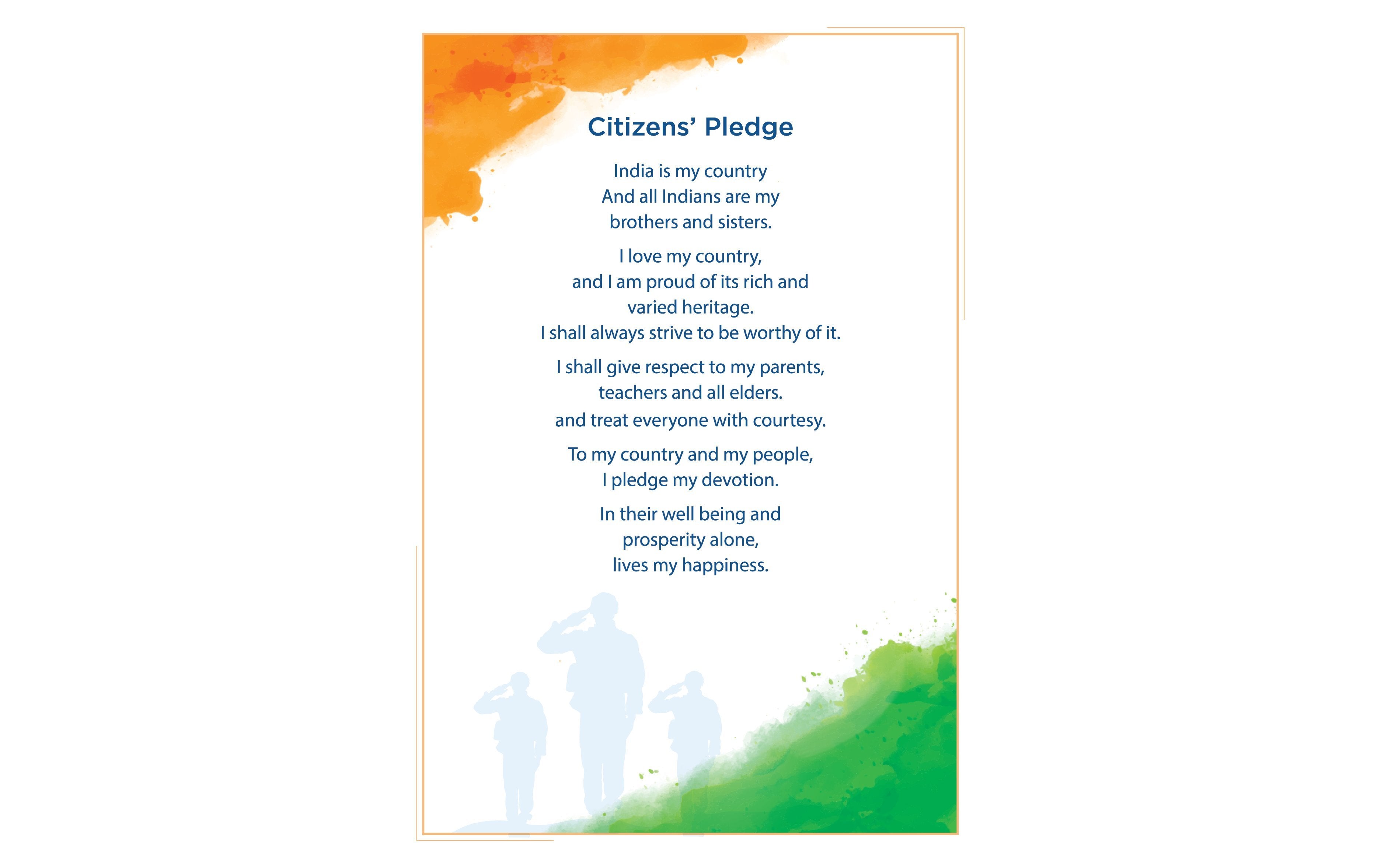 Citizens' Pledge - Desk Plaque - Desk plaques - indic inspirations