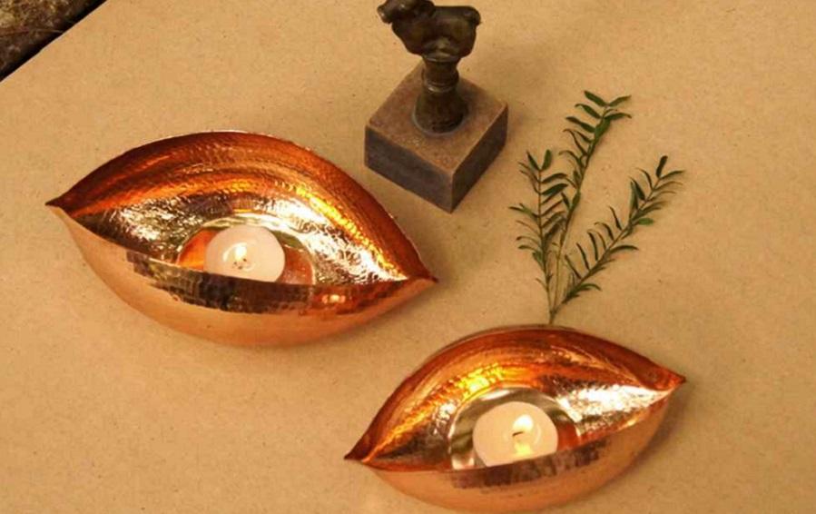 COPPER POD T-LIGHT - Candle-holders - indic inspirations