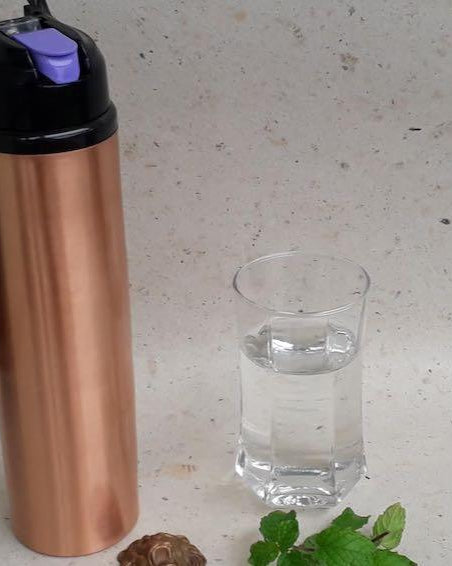 Copper Water Bottle with Sipper Cap - Water Bottles - indic inspirations