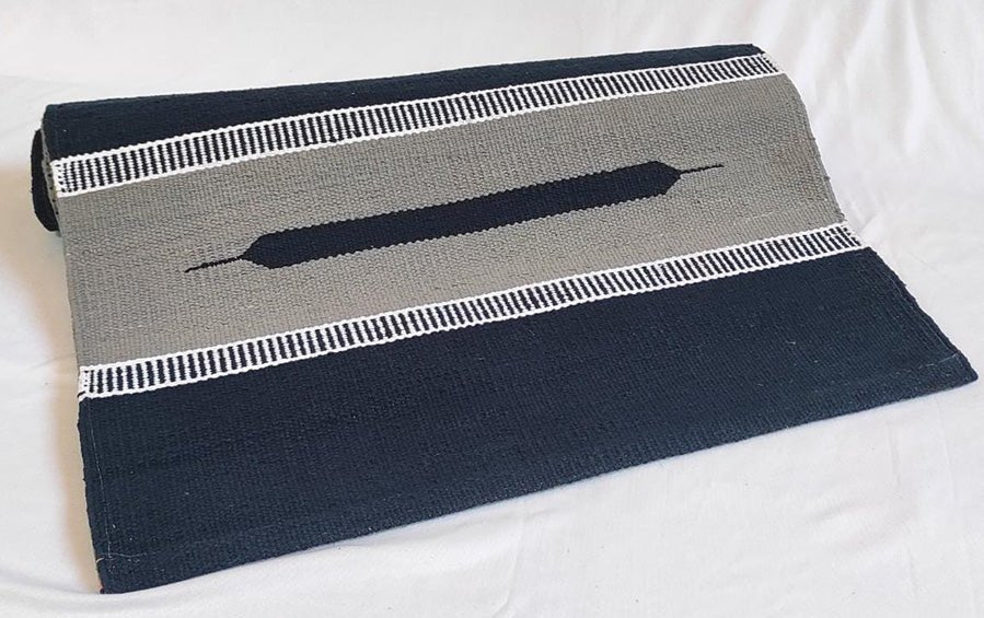 COTTON YOGA MAT - Blue with Grey border - Yoga mats - indic inspirations