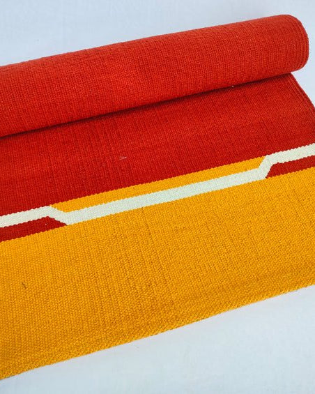 COTTON YOGA MAT - Orange with Yellow border - Yoga mats - indic inspirations