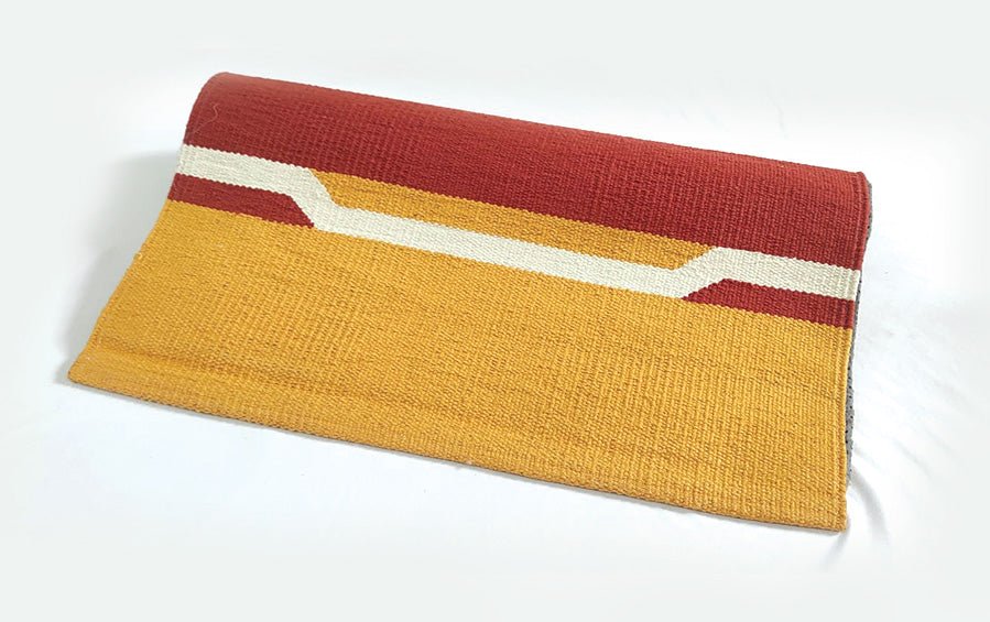 COTTON YOGA MAT - Orange with Yellow border - Yoga mats - indic inspirations