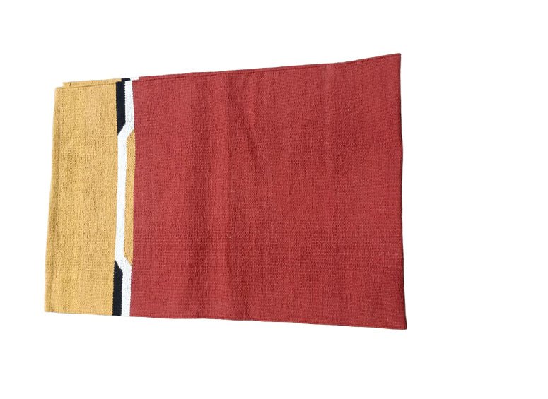 COTTON YOGA MAT - Orange with Yellow border - Yoga mats - indic inspirations
